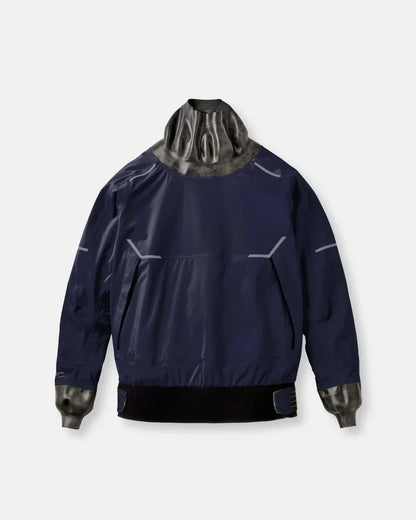 Navy blue jacket with gray accents on a light gray background