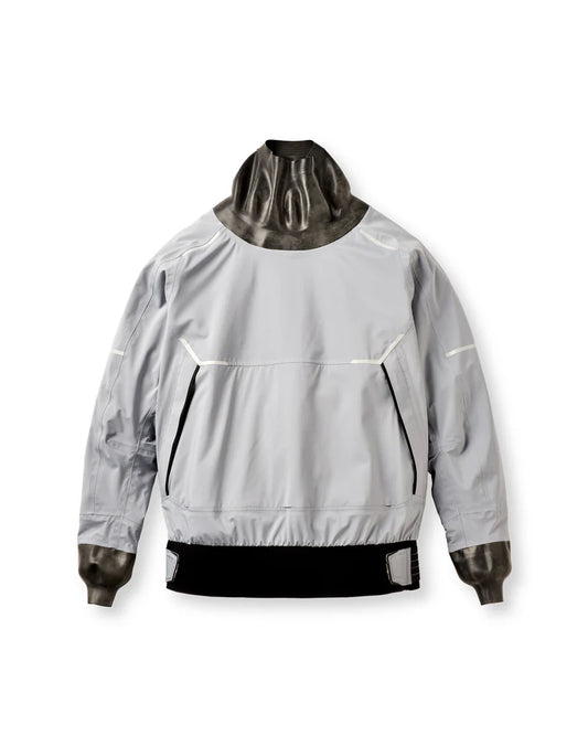 Gray jacket with reflective accents on a white background